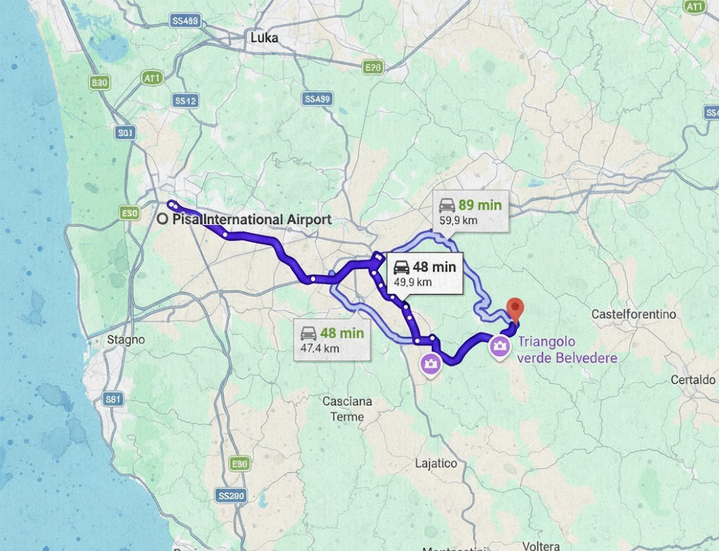 Maršrutas iš Pizos oro uosto